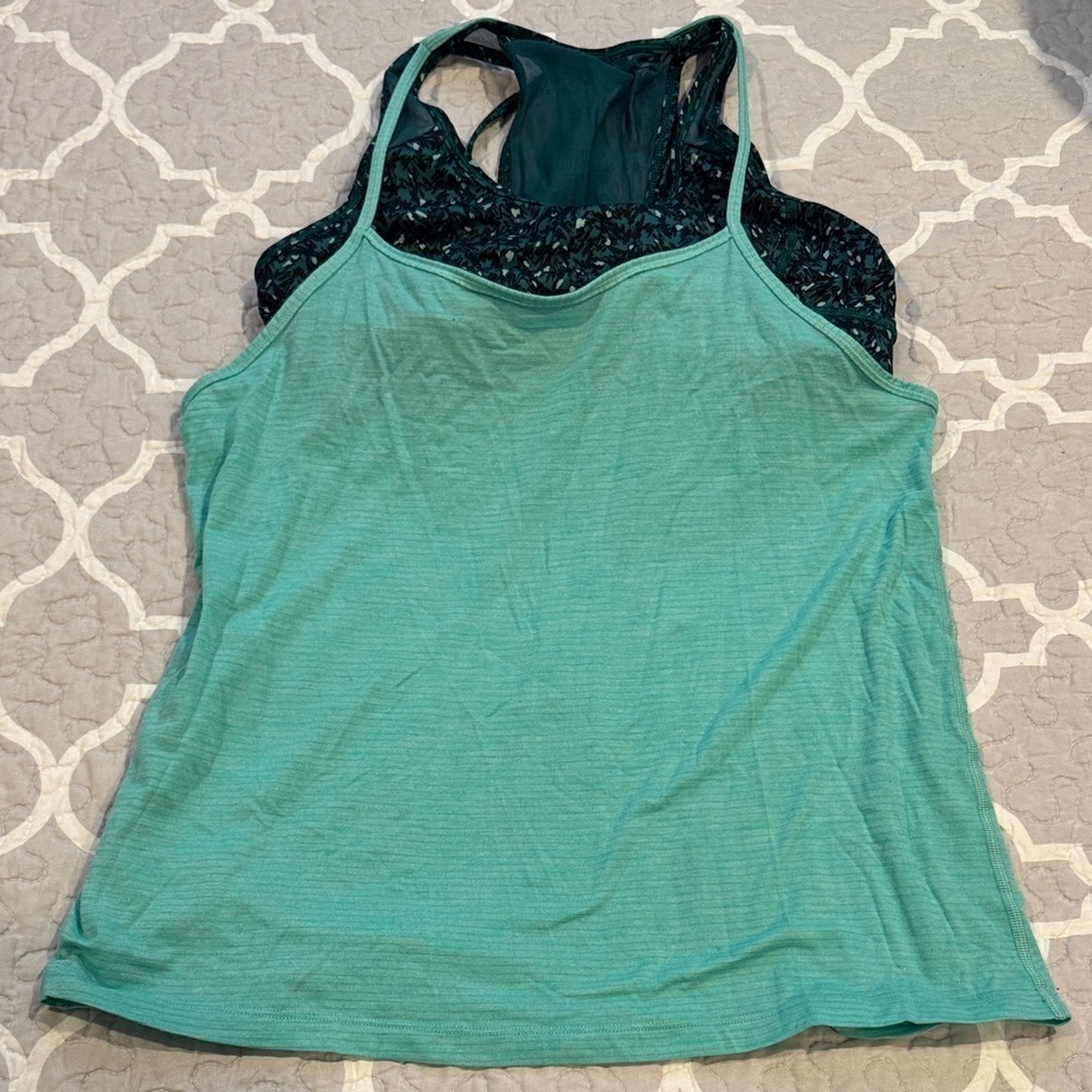 LULULEMON Tough It Out Tank Heathered Menthol/Mountain Peaks Black Forage Teal